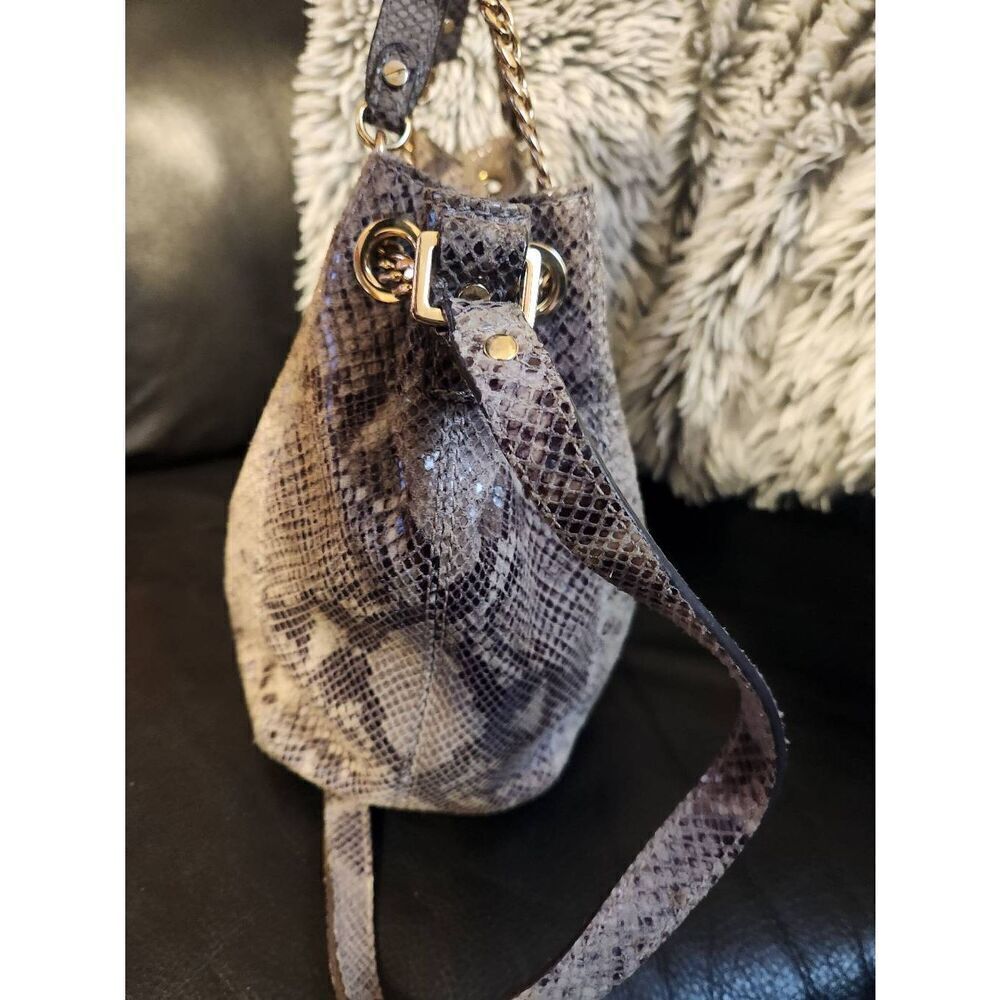 Michael Kors Jet Set Chain Snakeskin embossed Gather Shoulder Tote with CROSSBOD - Picture 6 of 14